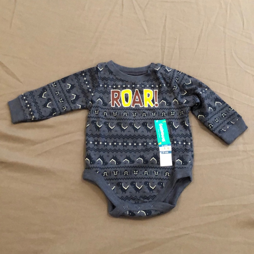 Garanimals Blue ROAR! Dinosaur Long Sleeve Bodysuit 3-6 months